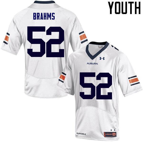 Youth Auburn Tigers #52 Nick Brahms College Football Jerseys Sale-White
